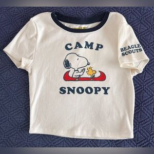 🏕️ Aeropostale Cream Camp Snoopy T-Shirt Sz S